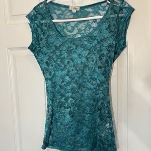 Teal lace top